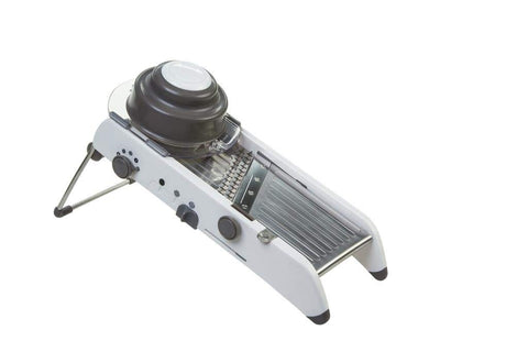 PL8 Professional Mandoline adjustable blade for precise thickness and even slices.