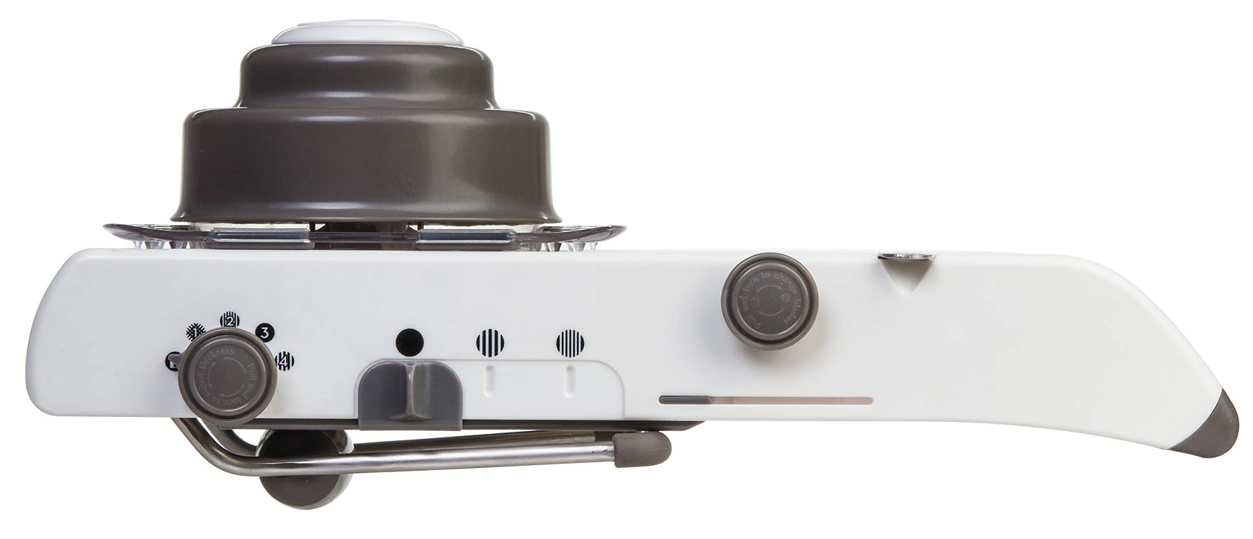 PL8 Professional Mandoline extra-wide deck promotes smooth food glide.