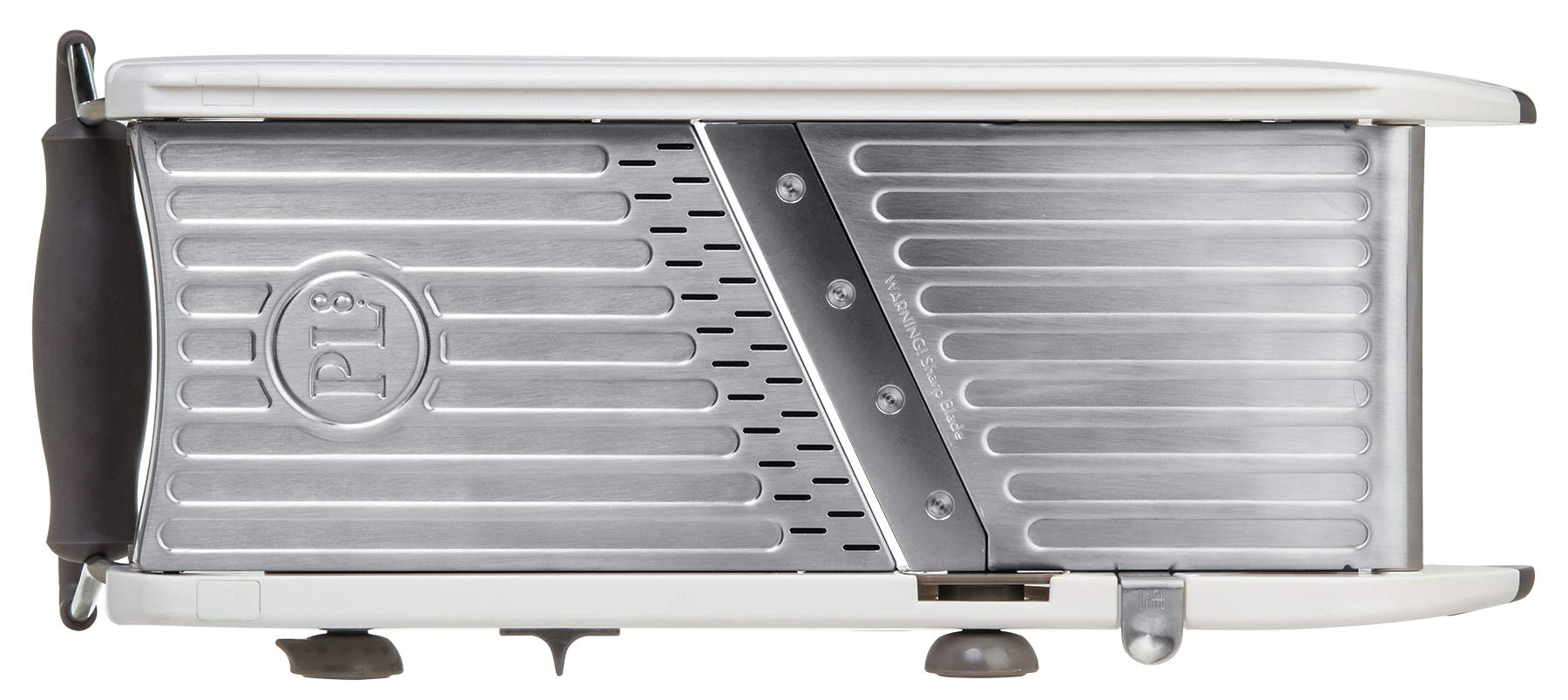 PL8 Professional Mandoline safety hand guard protects fingers during slicing.