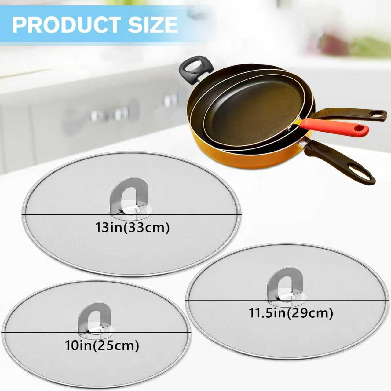 PLACHIDAY splatter screen 13-inch wide coverage reduces splatter during frying