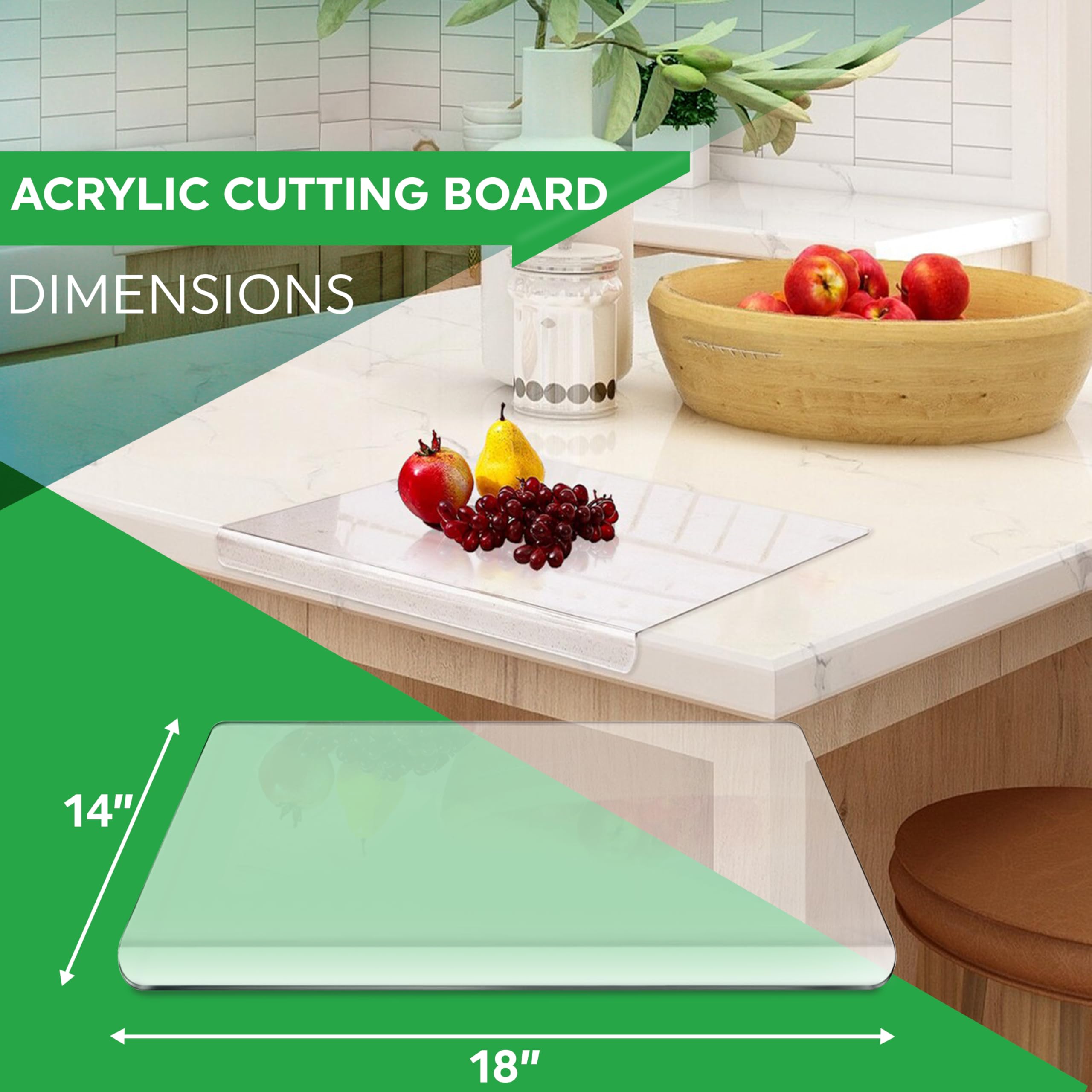 Closeup of PlainPick acrylic board showing lip and clear surface