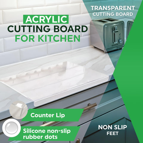 PlainPick 18x16 lip cutting board on counter with stable surface