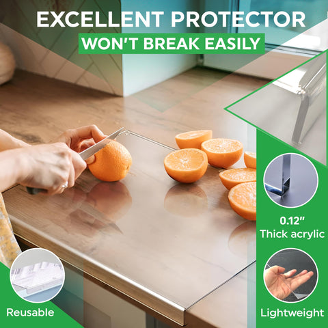 PlainPick 24x18 lip cutting board on counter for large prep tasks