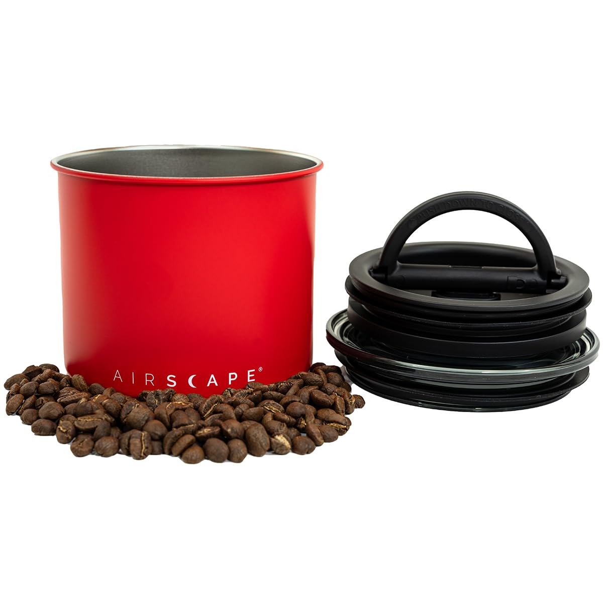 Planetary Design Airscape coffee canister pour lid in action, preserving freshness and aroma.