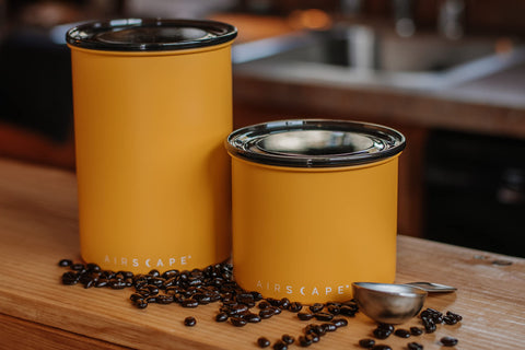 Planetary Design Airscape small matte yellow canister adds color while protecting contents