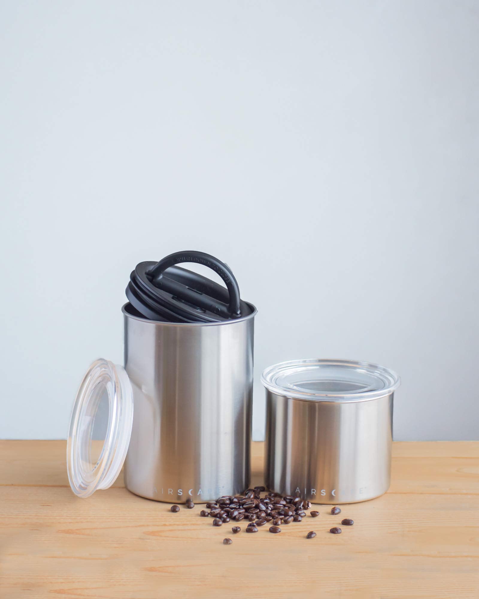 Planetary Design Airscape stainless steel canister with airtight lid keeps contents secure and fresh.