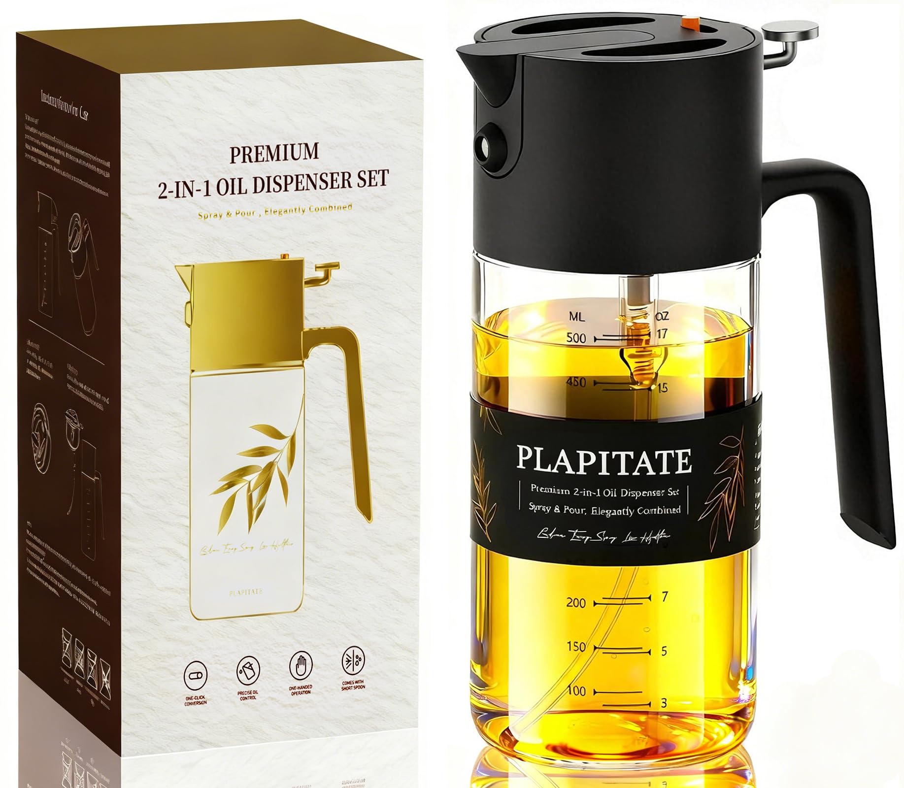 PLAPITATE olive oil sprayer mist for even seasoning and healthy portions in cooking.