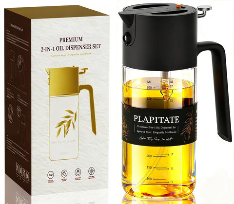 PLAPITATE olive oil sprayer mist for even seasoning and healthy portions in cooking.