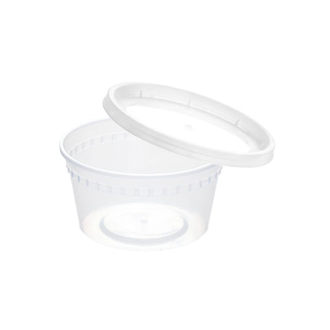 Plaspapier 8 oz clear cup with lid for easy sauce portioning.