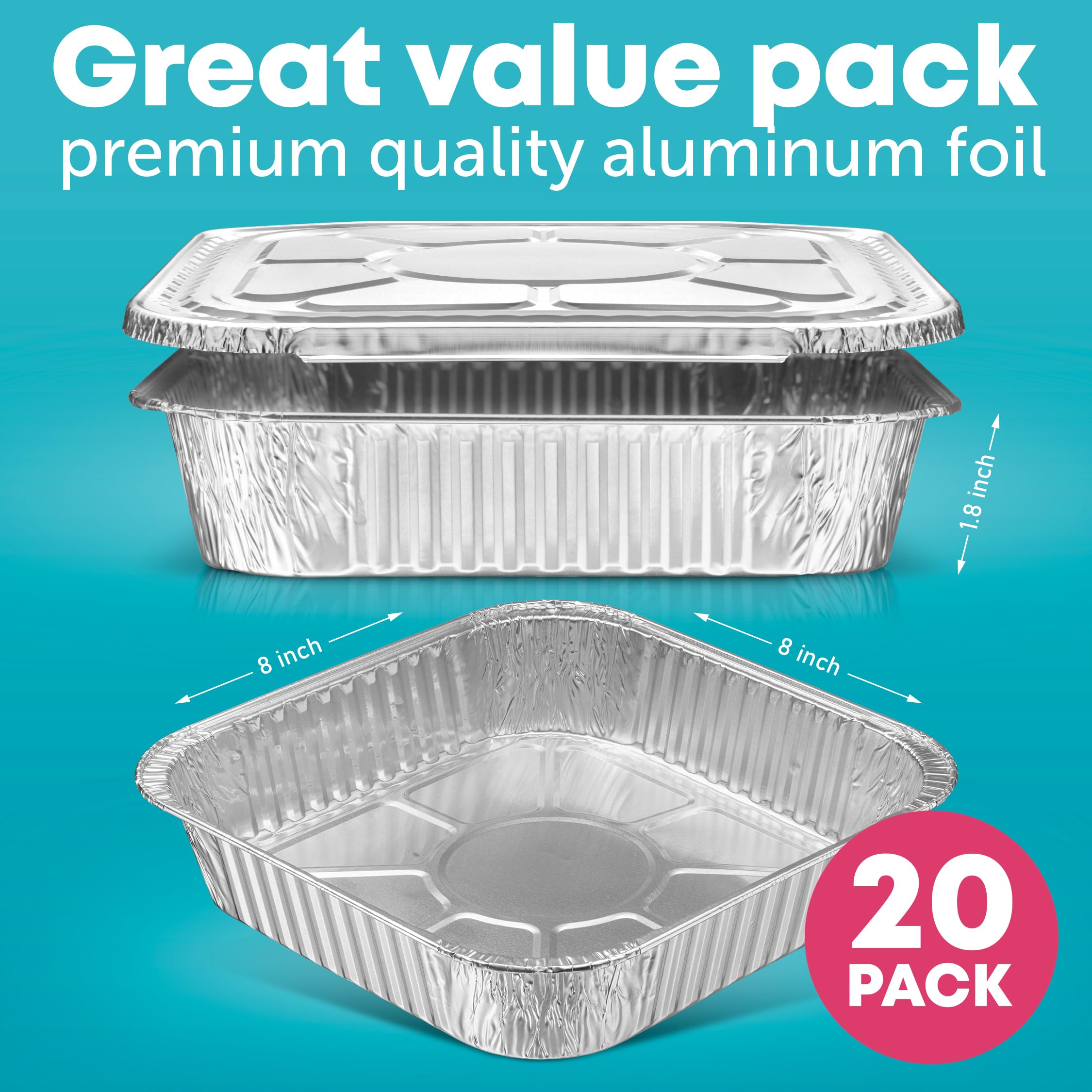 Plastible aluminum pan for cakes and brownies with a sturdy lid.