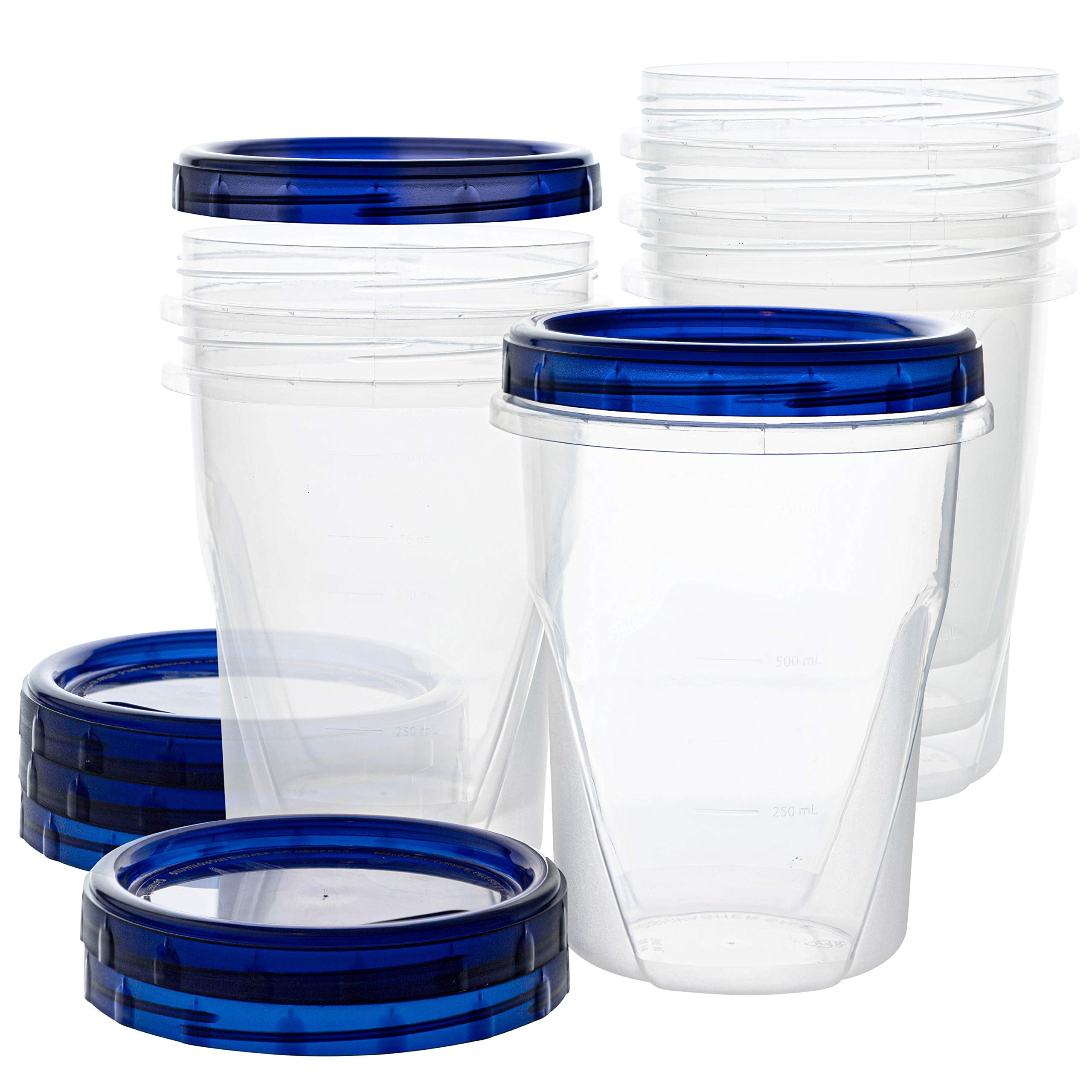 PLASTICPRO 32 oz deli container with clear bottom and blue lid for meal prep and freshness