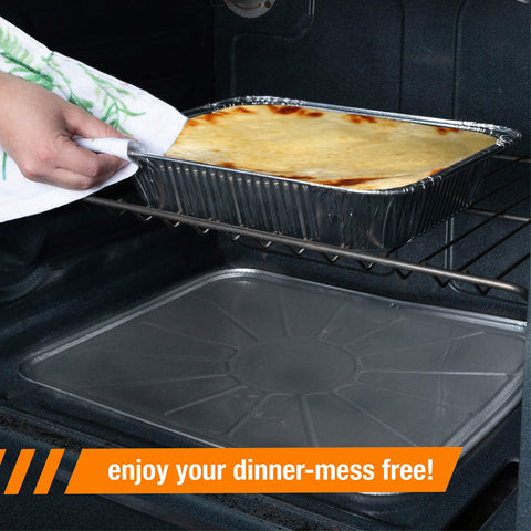 Plasticpro bake liner catches drips and spills, keeping the oven cleaner longer.