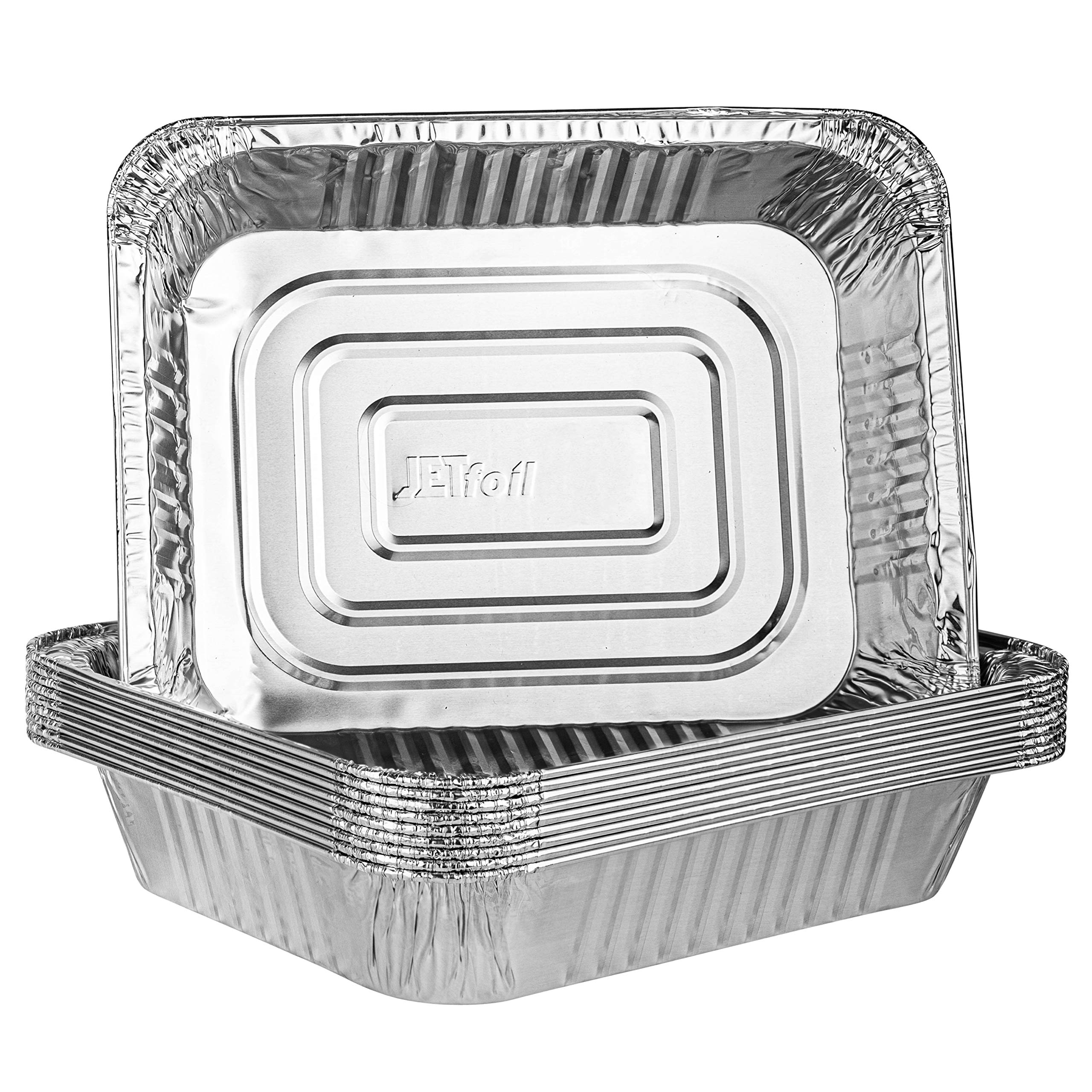 Plasticpro disposable 9x13 aluminum foil pans top view, sturdy bake-and-serve pan.