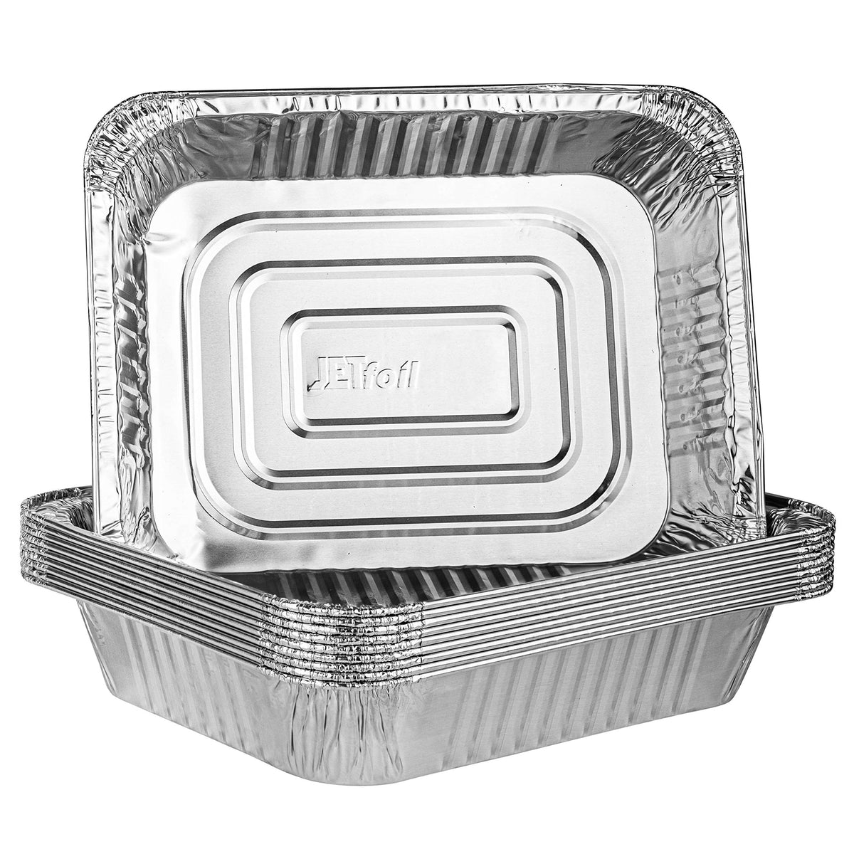 Plasticpro disposable 9x13 aluminum foil pans top view, sturdy bake-and-serve pan.