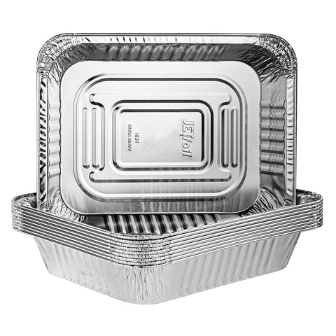 Plasticpro disposable 9x13 pans, side view, sturdy bakeware for easy cleanup
