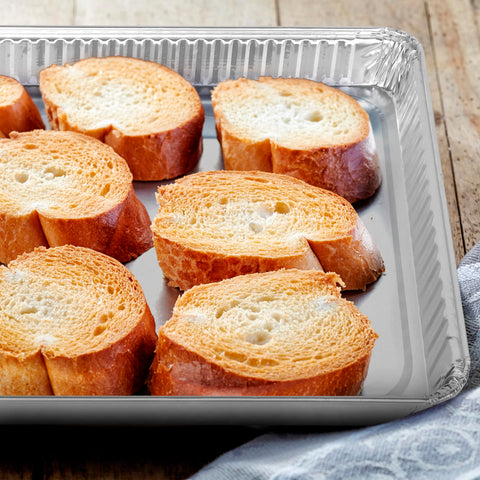 PLASTICPRO disposable aluminum baking pans 13x17 for large-batch baking and easy cleanup.