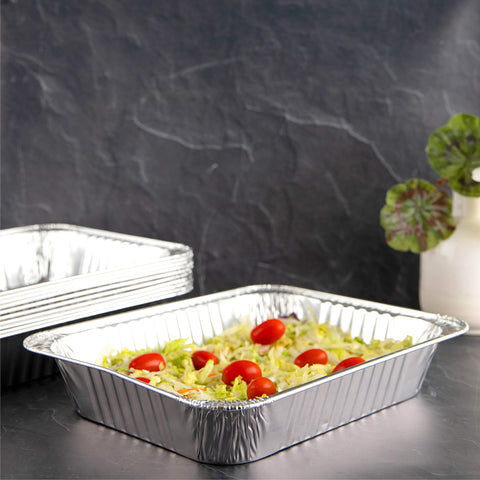 Plasticpro eco-friendly foil pans in pack suitable for sustainable catering