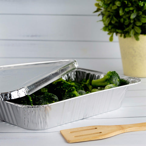 Plasticpro lid for foil pans seals freshness for leftovers and delivery.