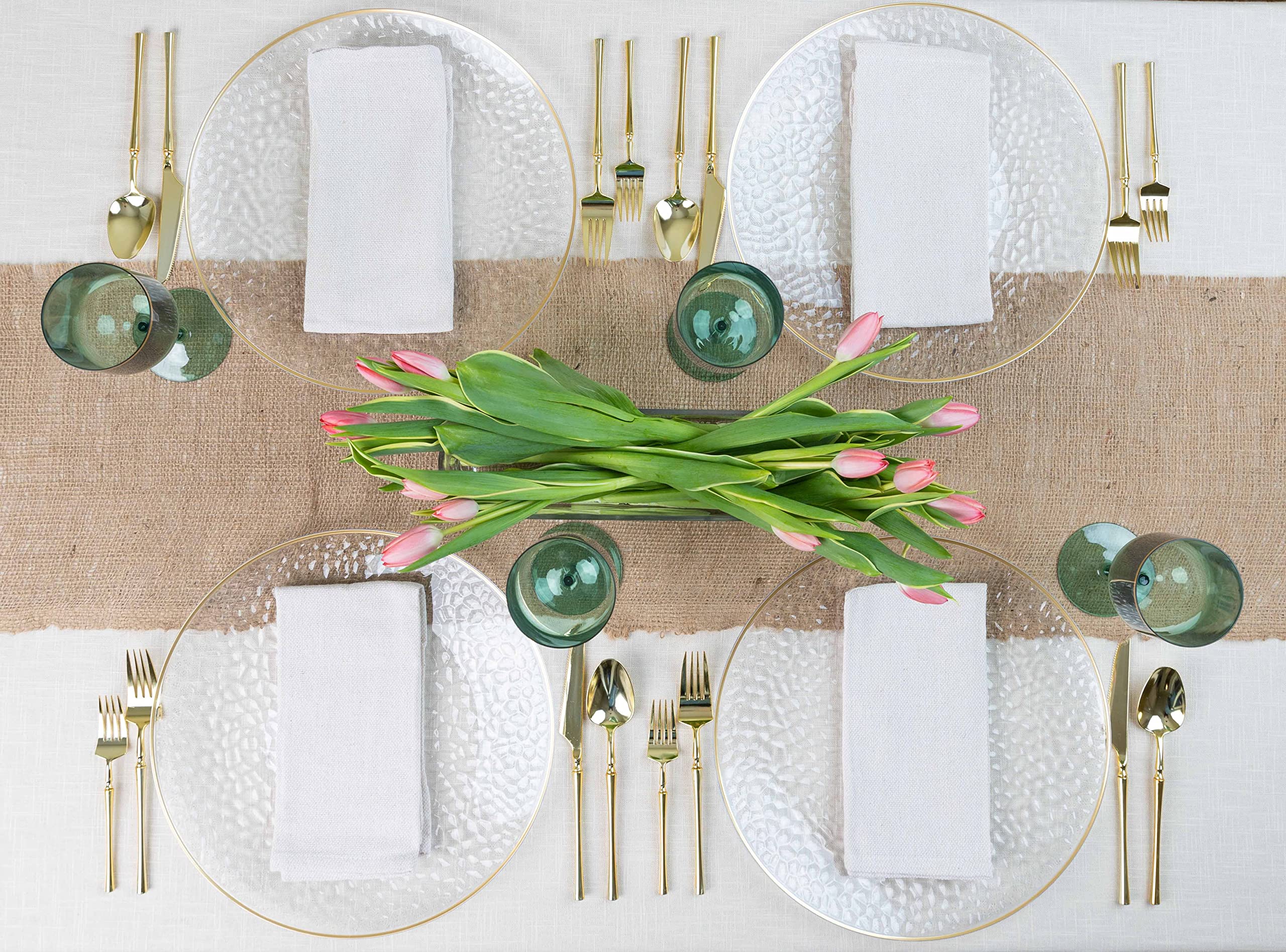 PlasticPRO wedding table charger decor enhances upscale dinner ambiance.