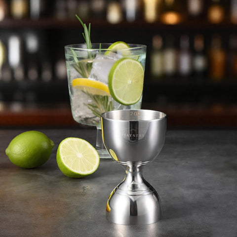 Plat Star bell jigger handles weighted stainless steel for durability in busy bars.