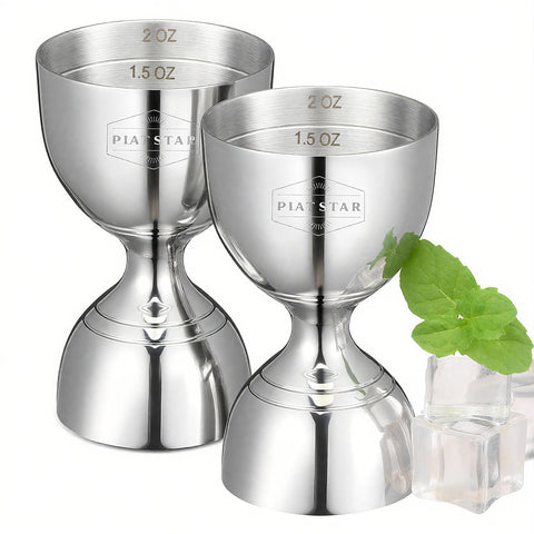 Plat Star jigger dual-sided 1oz and 2oz pour for precise cocktail measurements.