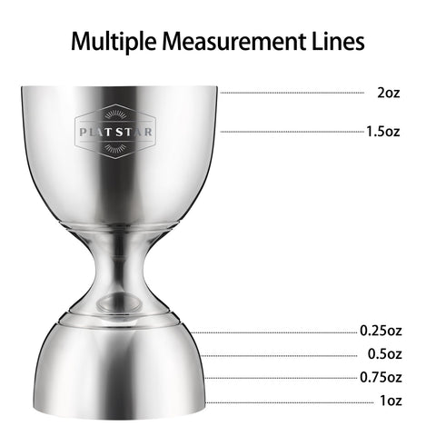 Plat Star jigger shows pour lines for quick accurate measurements