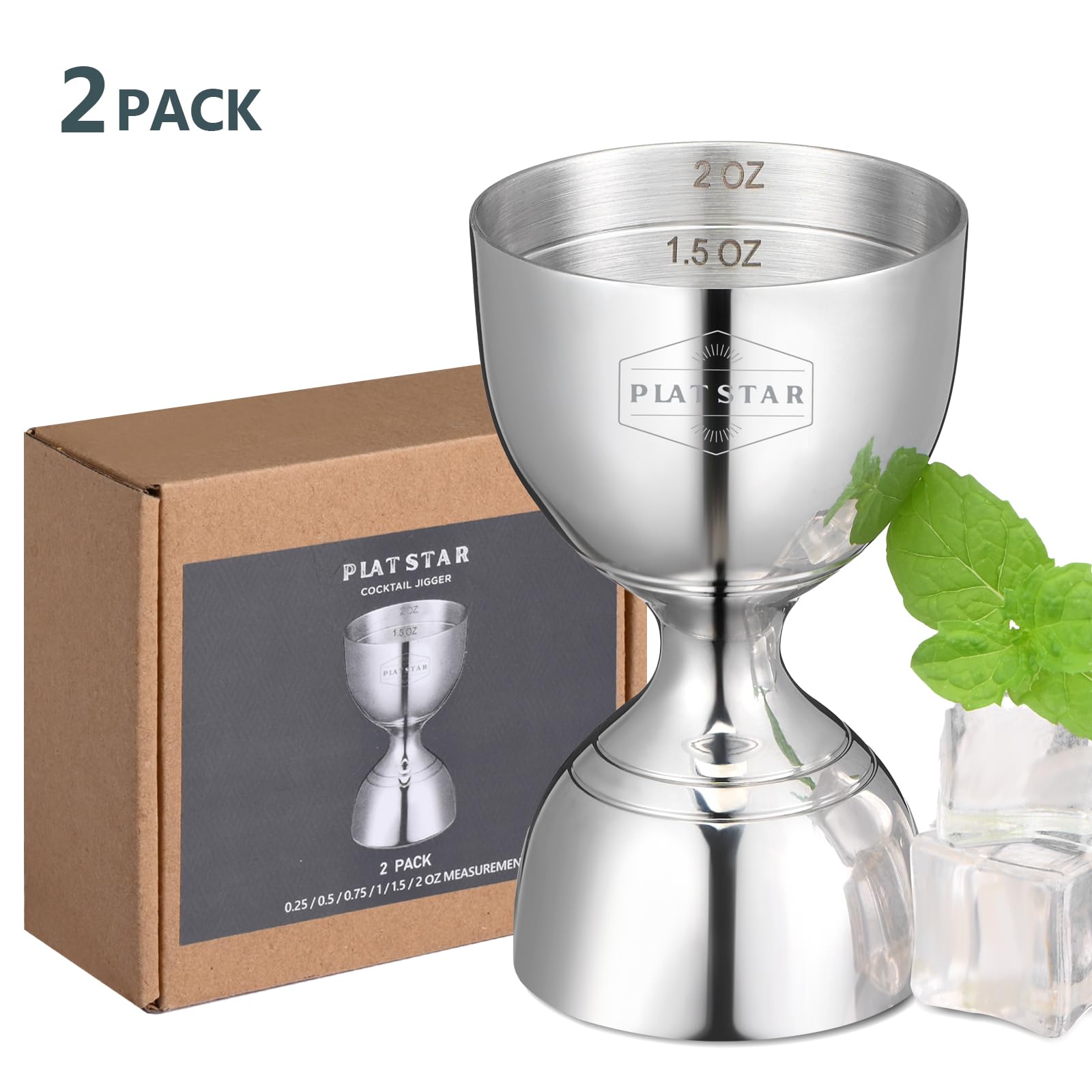 Plat Star corrosion-resistant 304 stainless steel jigger endures countless cocktail sessions.