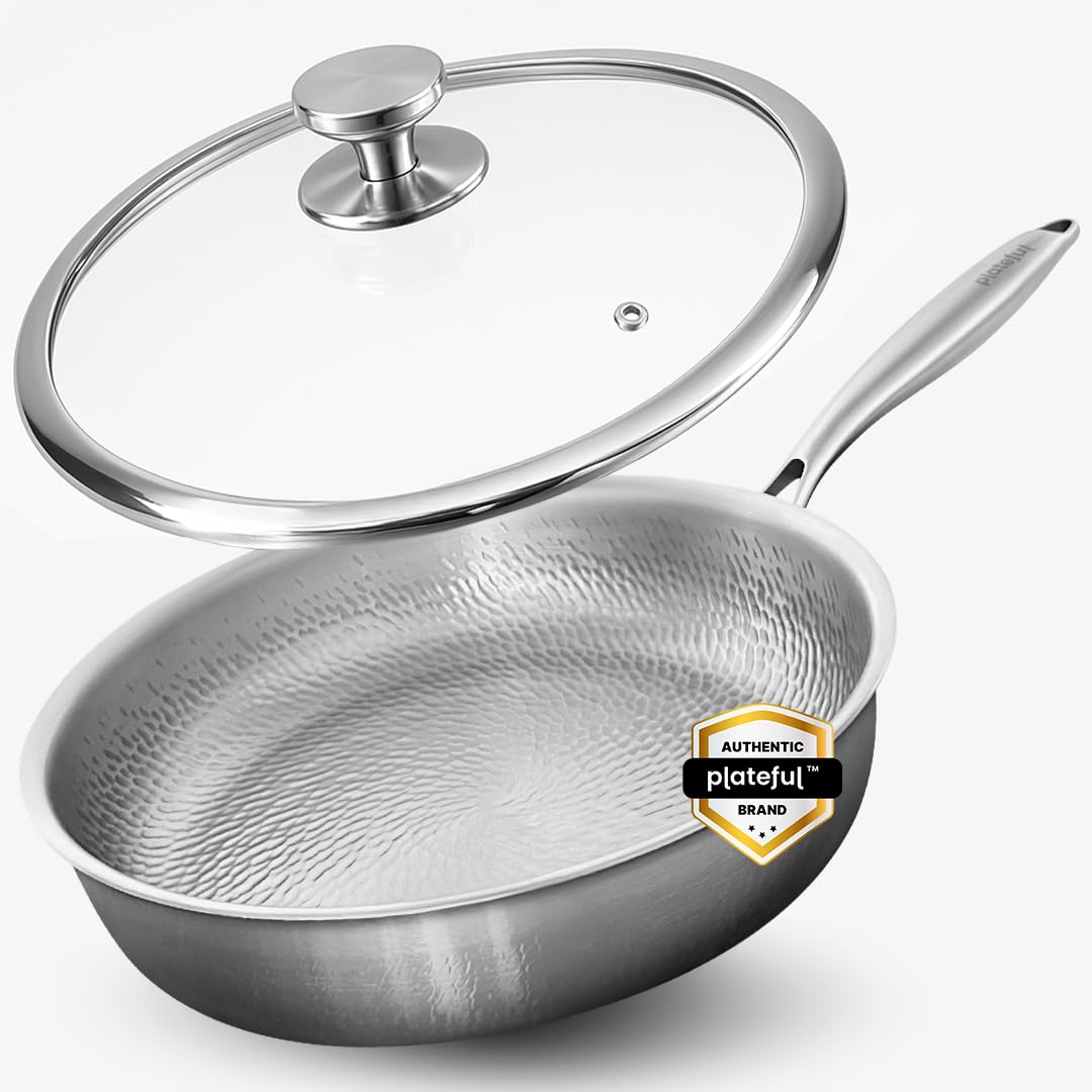 Plateful Titanium Pan 12-inch with no coating for smooth cooking and easy release