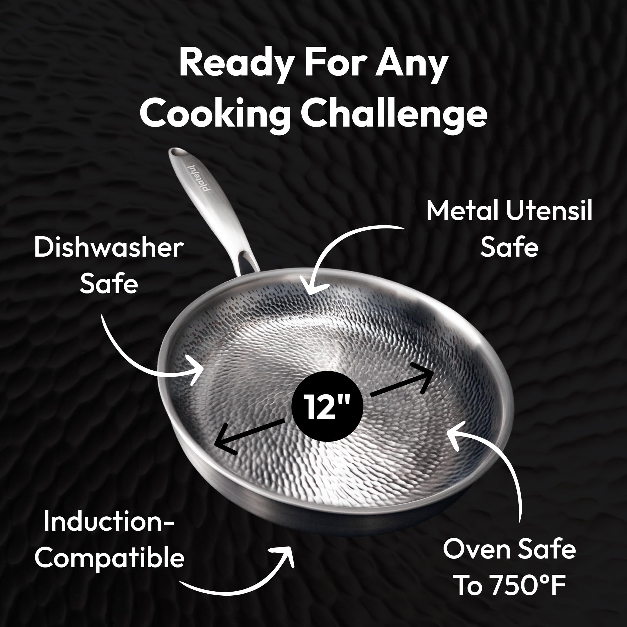 Plateful titanium pan is dishwasher-safe for quick cleanup after busy meals