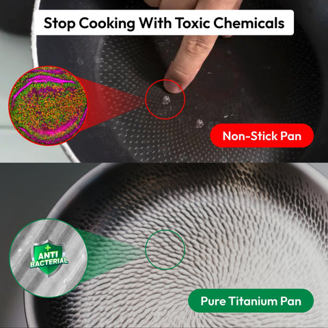 Plateful titanium pan oven-safe up to 750°F for finishing seared dishes