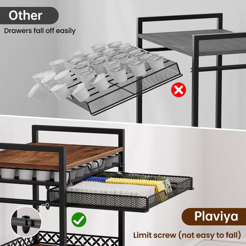 Plaviya coffee bar cart with steel and MDF demonstrates sturdy support for brewing essentials