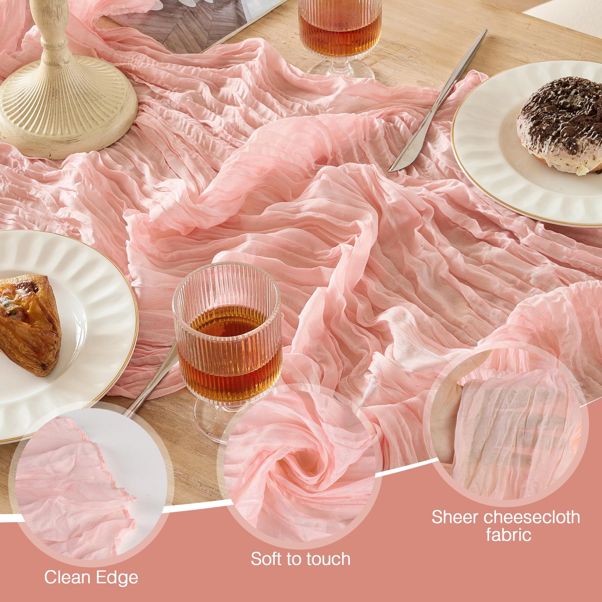 Playieer 6-pack of dusty-pink runners saves time coordinating decor.