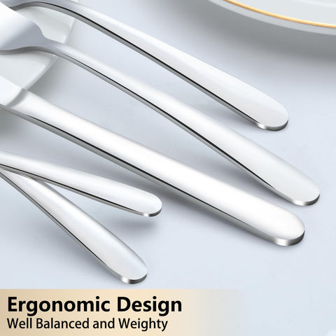 Pleafind 60 piece silverware set 12 dinner forks with balanced grip
