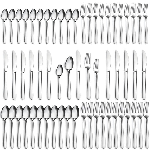 Pleafind 60 piece silverware set for 12 dining spoons with elegant finish for family meals