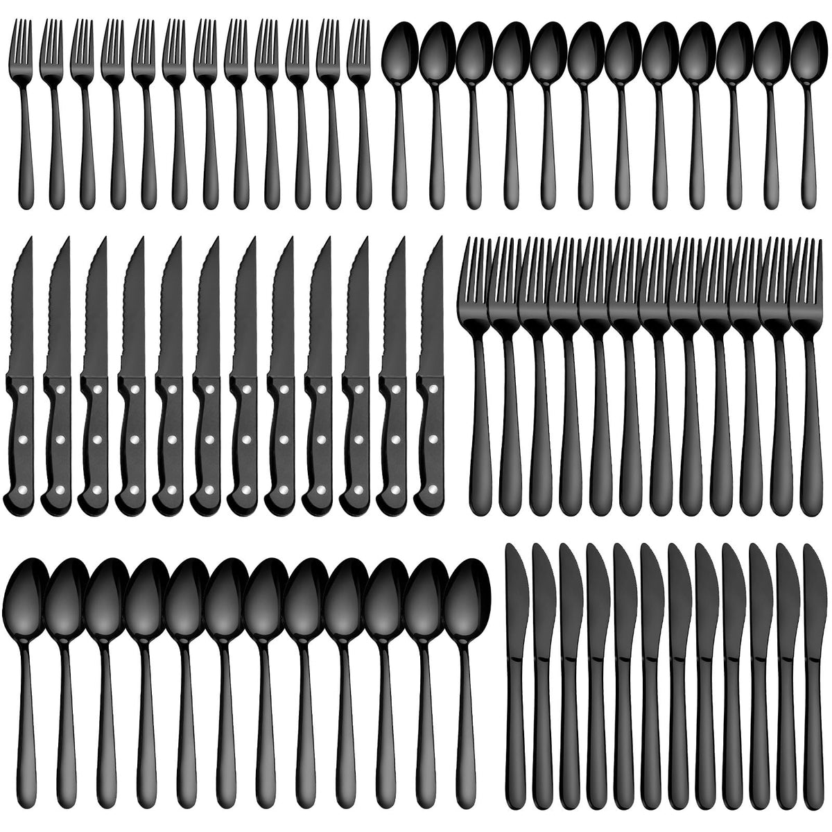 Pleafind 72-piece flatware set with dining spoons for daily meals and formal dining.