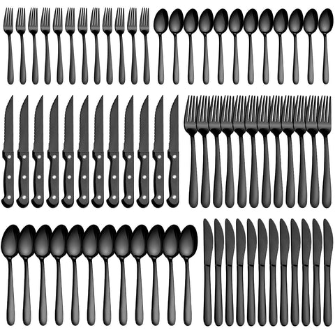 Pleafind 72-piece flatware set with dining spoons for daily meals and formal dining.
