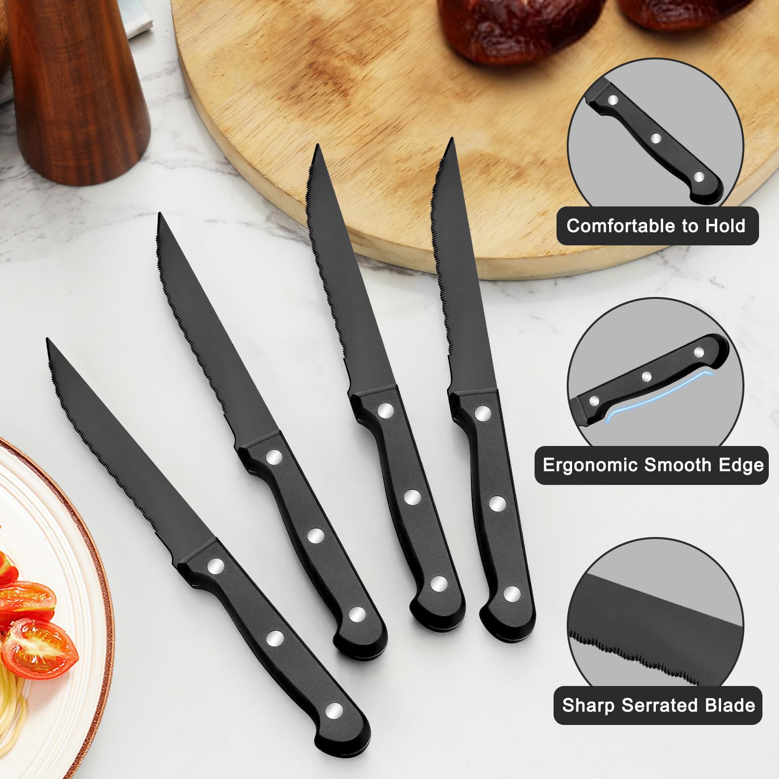 Pleafind 72-piece dinner knives for clean slicing and timeless style.