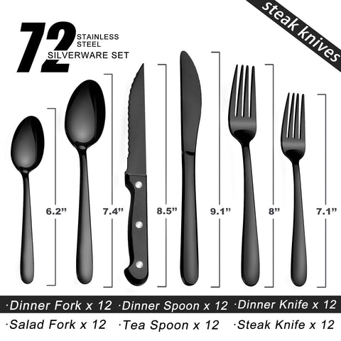 Pleafind 72-piece flatware set with teaspoons for precise stirring and dessert service.