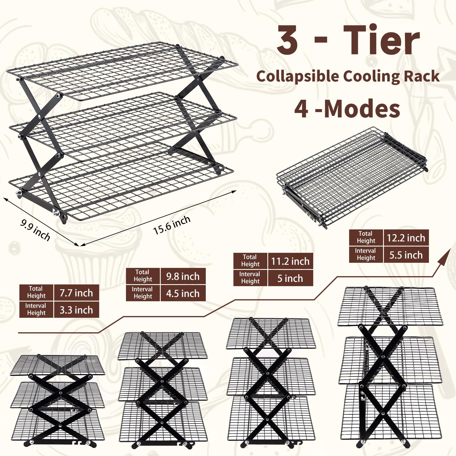 Pleafind cooling rack grid pattern promotes 360° airflow for crisper cookies.