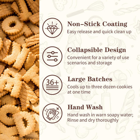 Pleafind cooling rack stackable design saves space while cooling multiple batches.