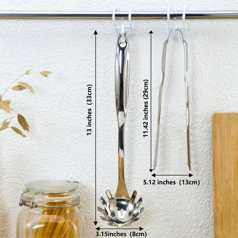 Pleafind spaghetti spoon with drain holes facilitates quick draining and clean serving.