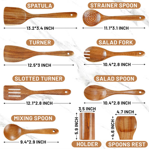 Pleafind teak utensils ladle and serving spoon ideal for sauces and soups.