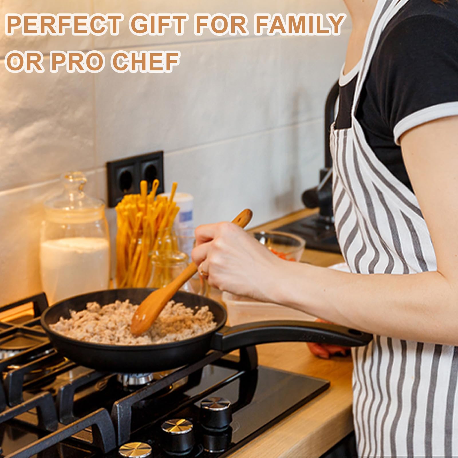 Pleafind teak utensil set offers protection for nonstick surfaces.