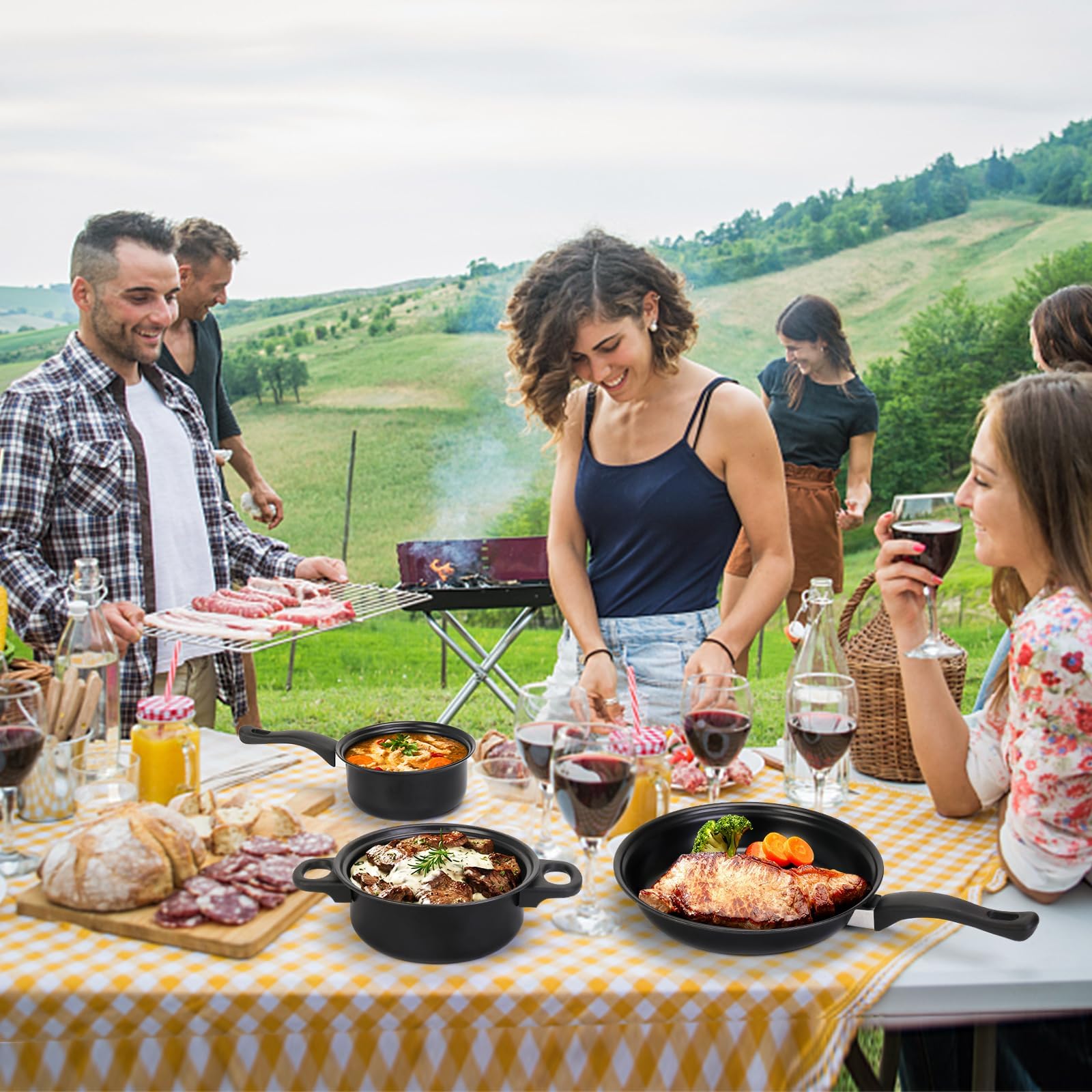 Pleasthome portable outdoor cookware set compact and lightweight for travel