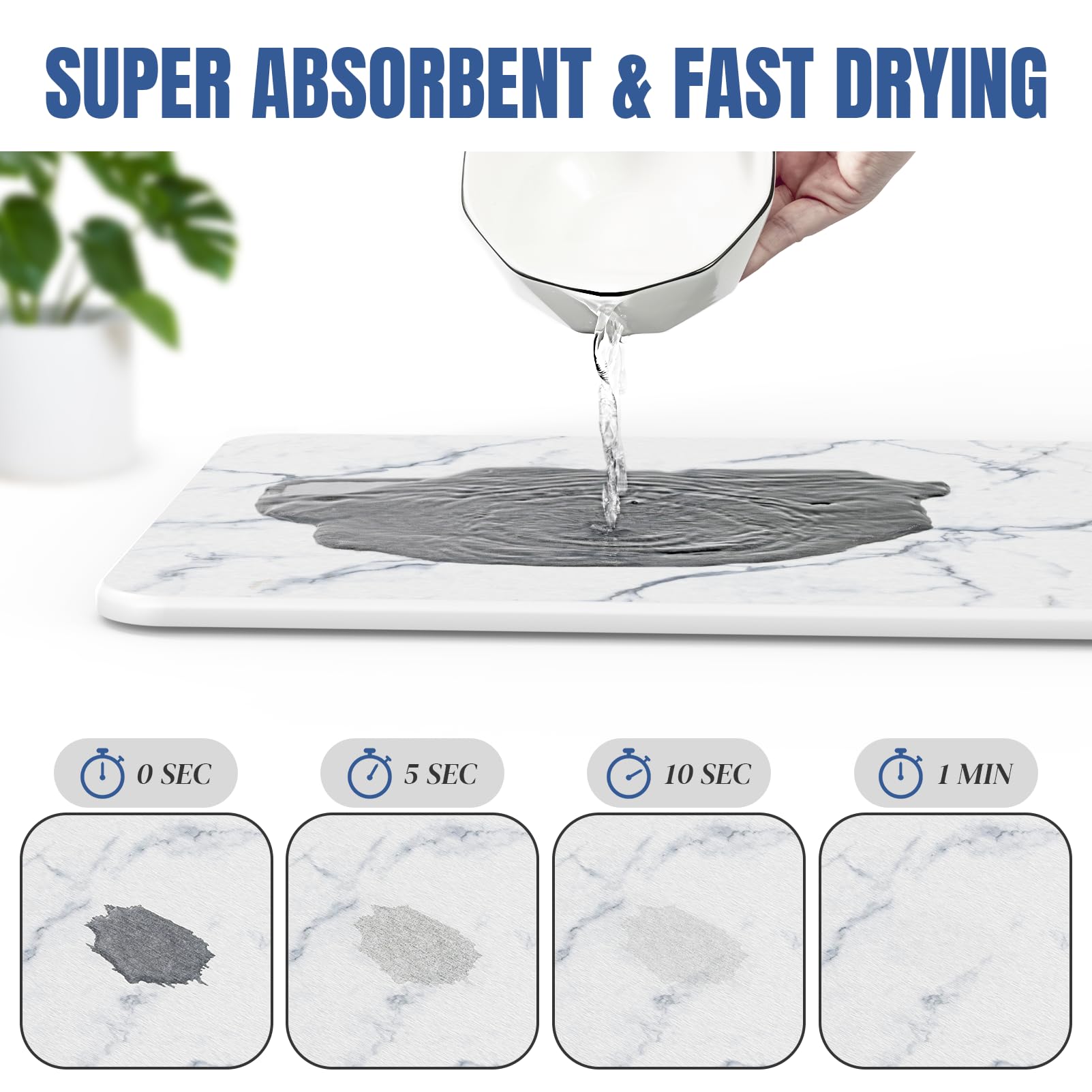 Plentio drying mat under bottles and glasses, space-saving
