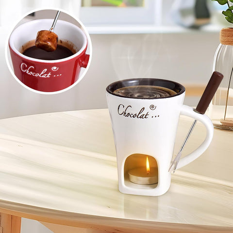Ploreatu 200ml melting cup in use for smooth chocolate