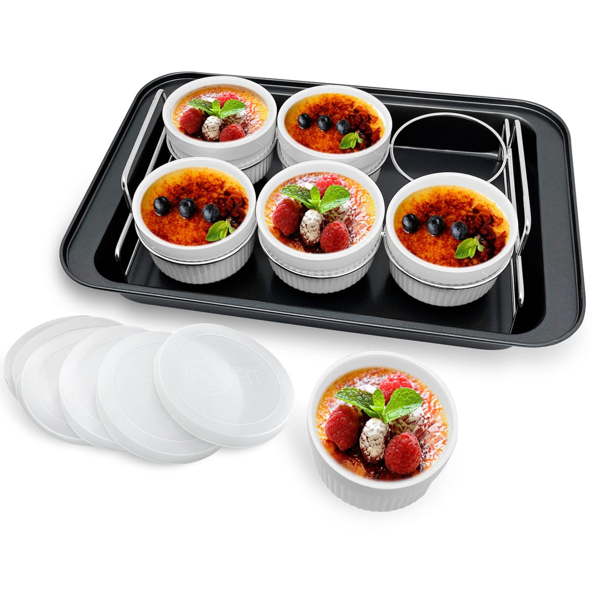 PLSFIT porcelain ramekins set for elegant creme brulee servings