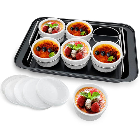 PLSFIT porcelain ramekins set for elegant creme brulee servings