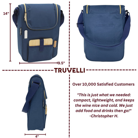 Truvelli Plush Picnic wine bag waterproof polycanvas for durable use.