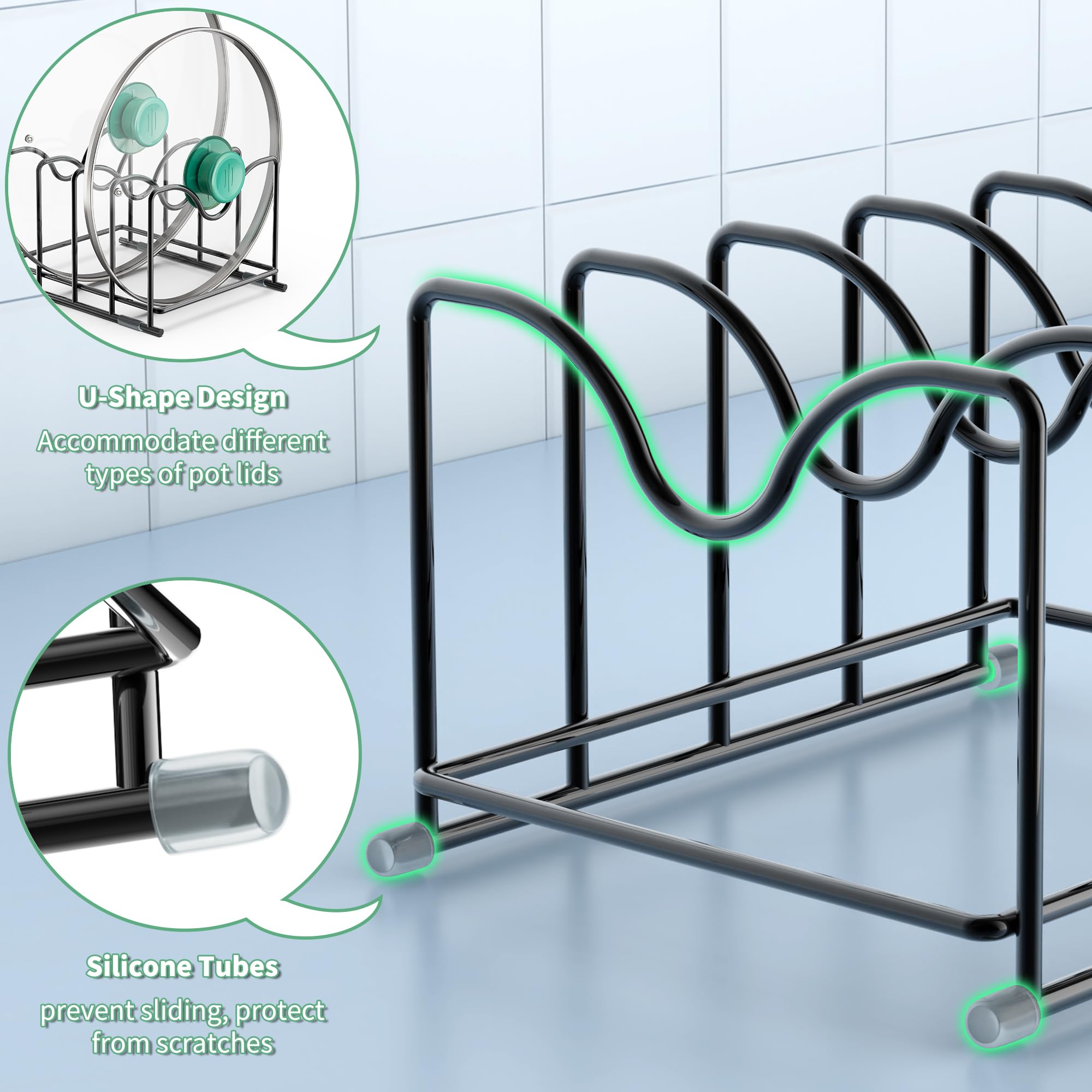 PLUVON baking sheet organizer four-slot rack stores pans neatly